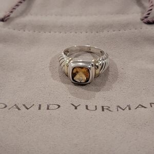 Authentic David Yurman 925 Sterling Silver & 14k Yellow Gold Citrine Albion Ring